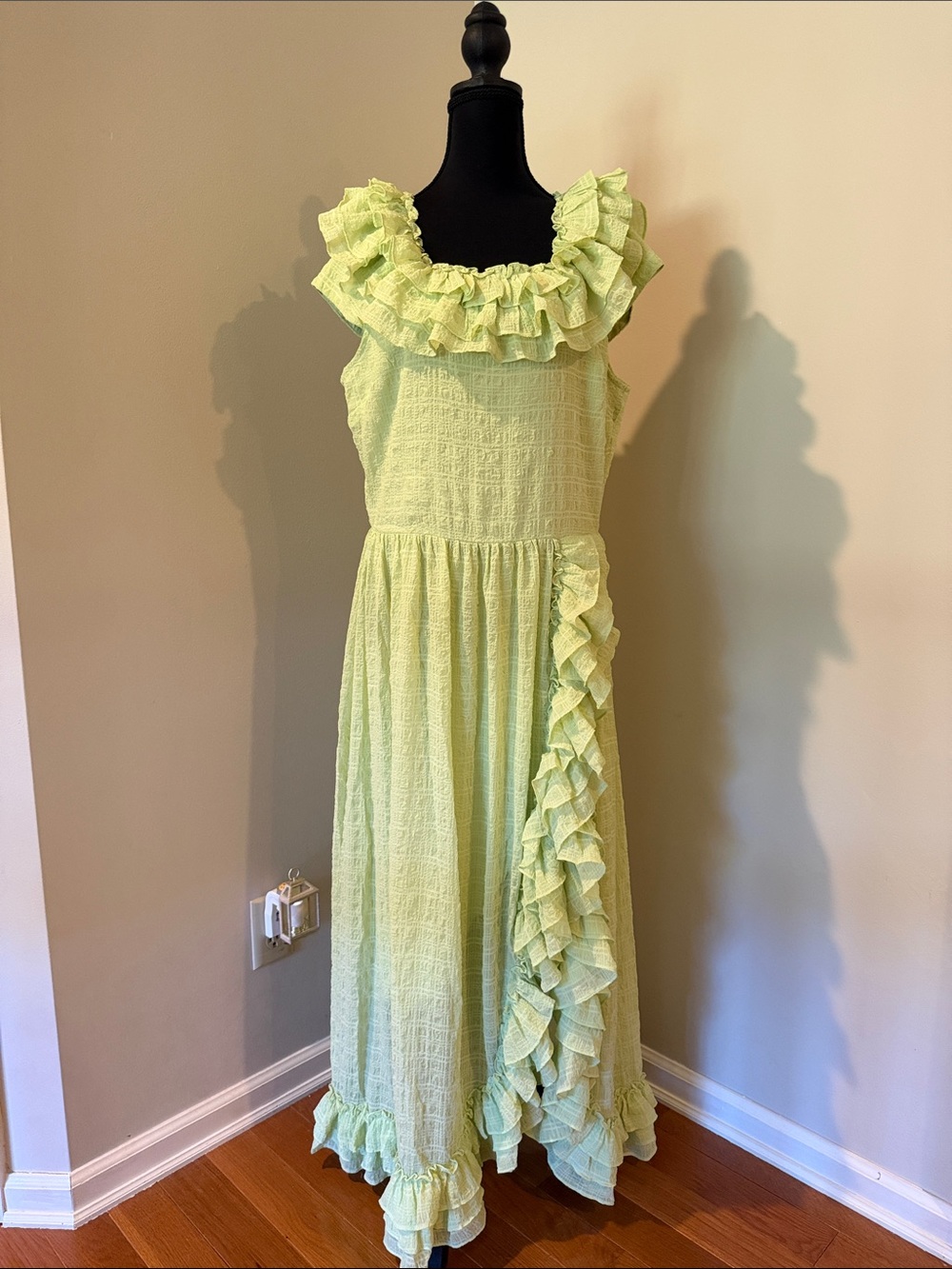 Ivy City Co Lime Ruffled Maxi Dress